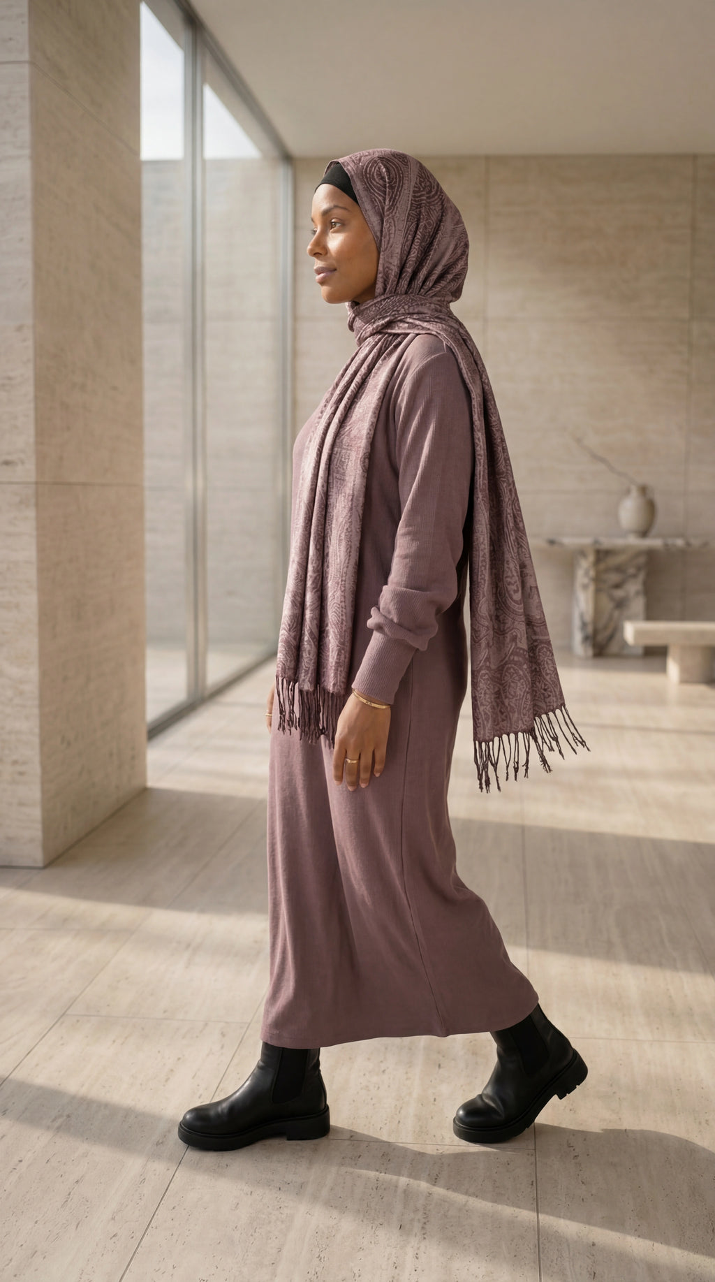 Weites Strickkleid mit Rollkragen
