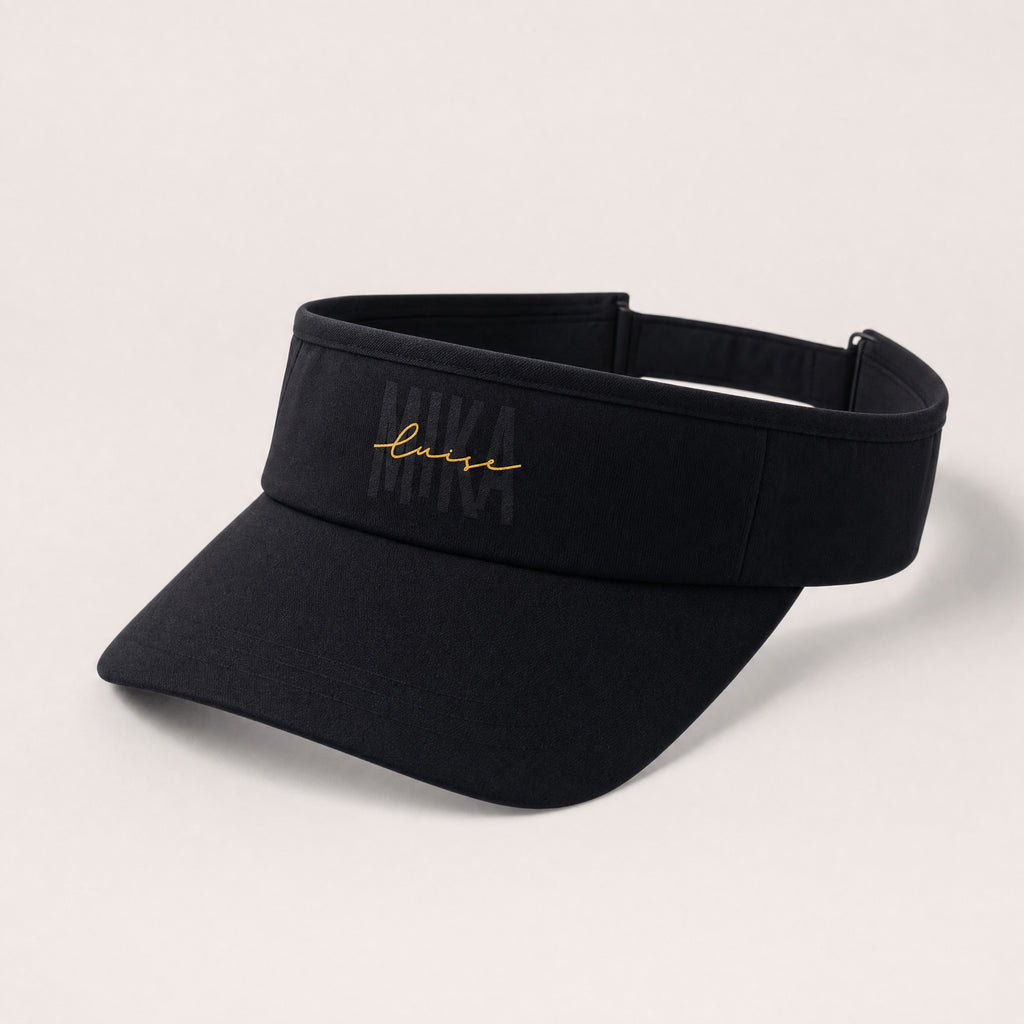 MIKA Sonnenvisier in Schwarz mit MIKA-luise-Logo – Open-Top, Produktansicht
