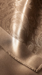 Square Hijab in Braun – Stoff-Nahaufnahme, Diamond-Border im Detail